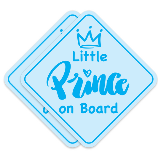 Little Prince on Board Stickers - Waterproof, Removable & Paint-Safe - Blue Boy (2-Pack)