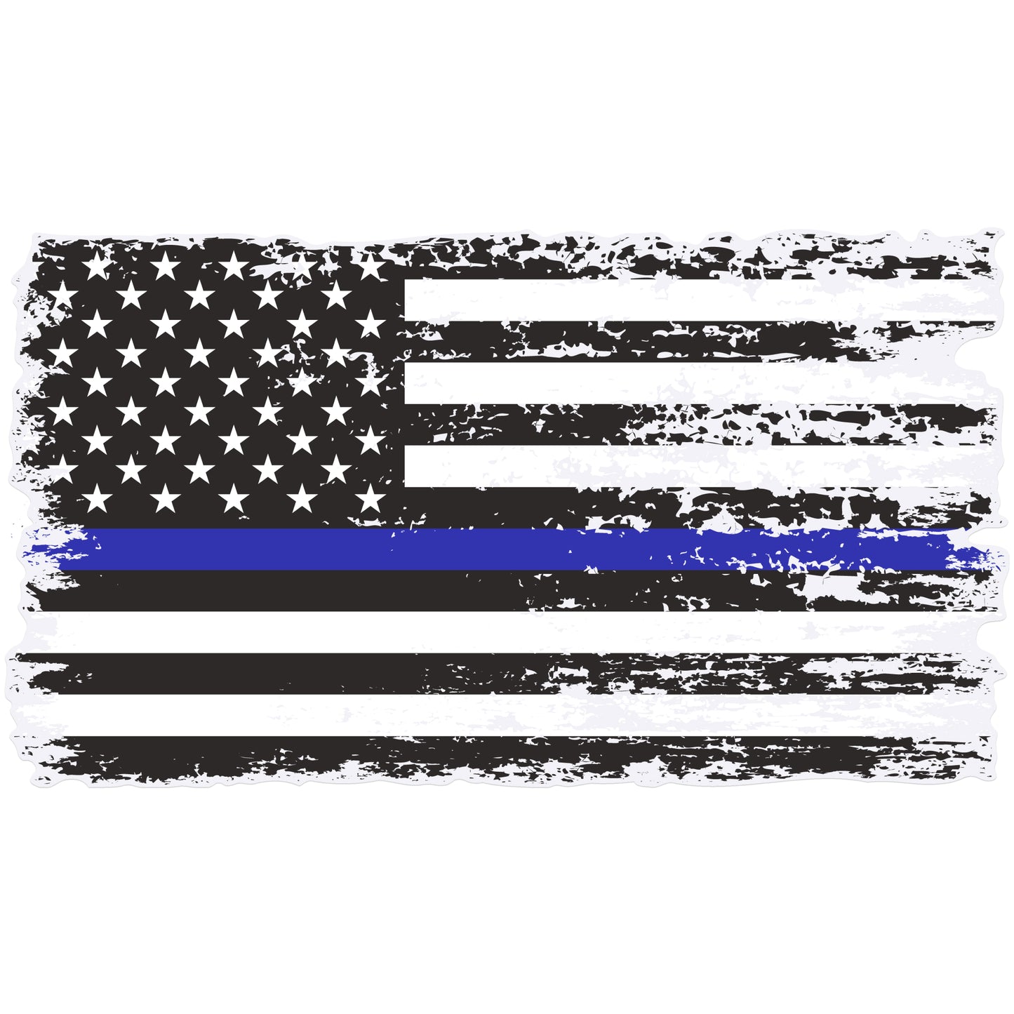 Thin Blue Line Distressed American Flag Decal - Back the Blue (5.9 x 3.3 in)