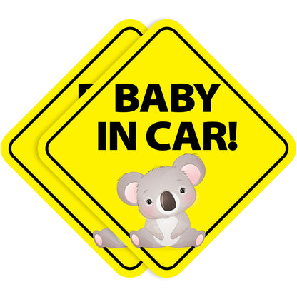 Baby in Car Stickers - Waterproof, Removable & Paint-Safe - Koala (2-Pack)
