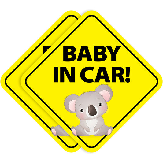 Baby in Car Stickers - Waterproof, Removable & Paint-Safe - Koala (2-Pack)