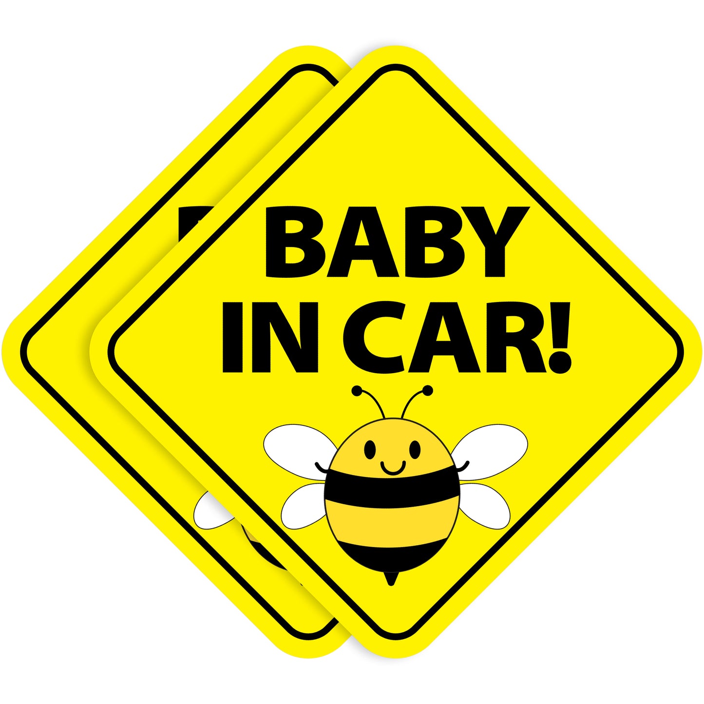 Baby in Car Stickers - Waterproof, Removable & Paint-Safe - Bee (2-Pack)