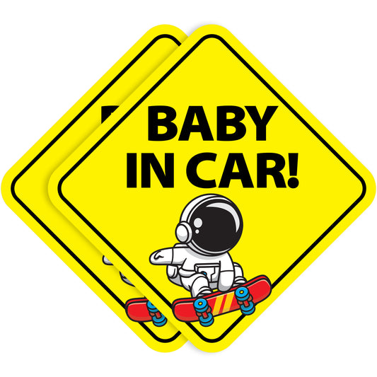 Baby in Car Stickers - Waterproof, Removable & Paint-Safe - Astronaut Boy (2-Pack)