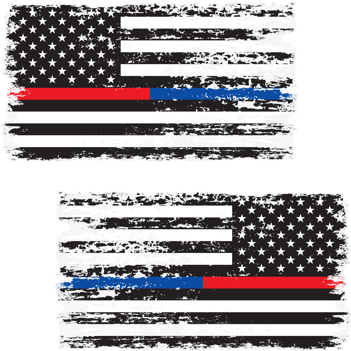 Red Blue Line Tattered Pair