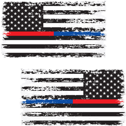 Red Blue Line Tattered Pair
