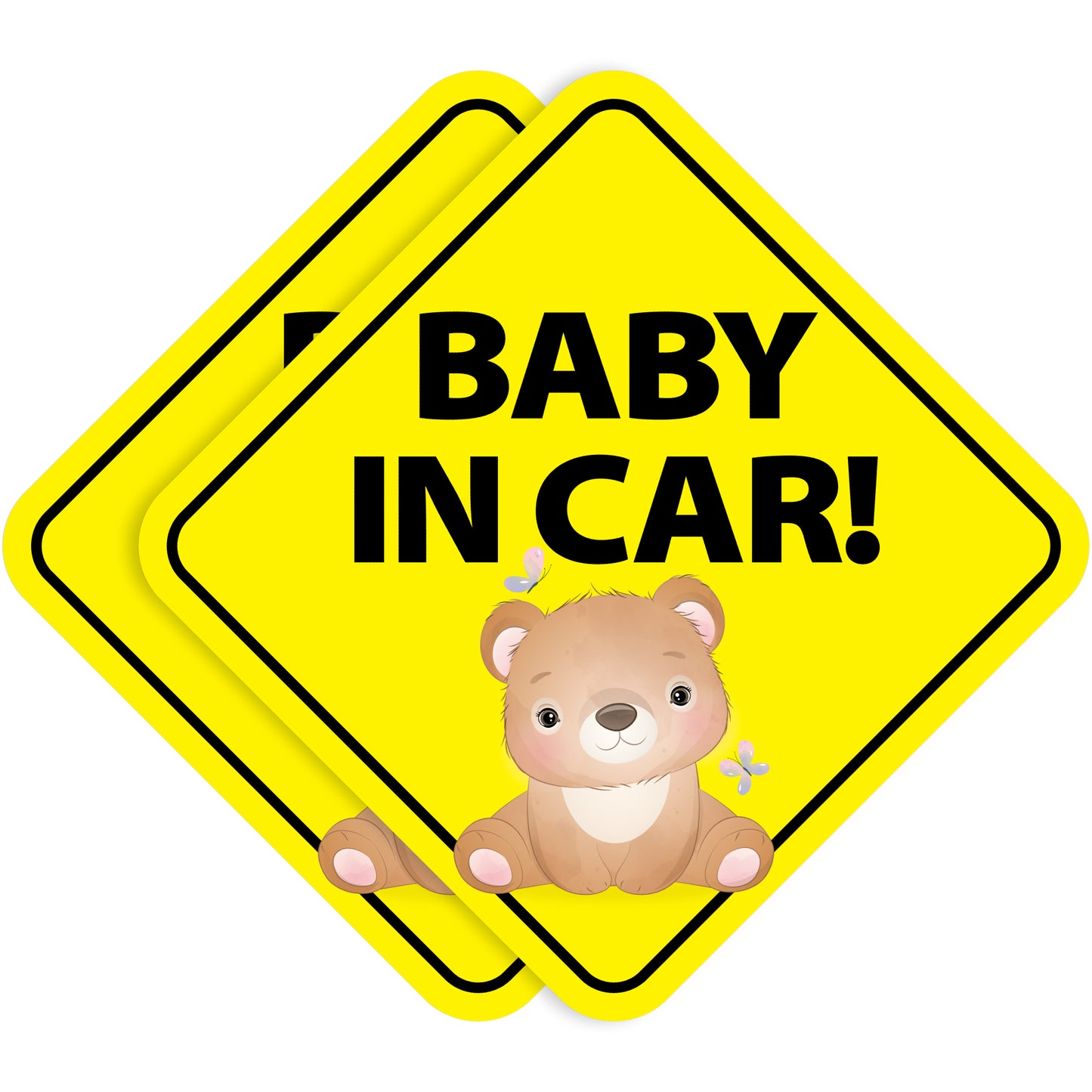Baby in Car Stickers - Waterproof, Removable & Paint-Safe - Bear (2-Pack)