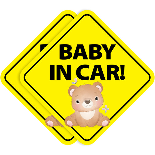 Baby in Car Stickers - Waterproof, Removable & Paint-Safe - Bear (2-Pack)