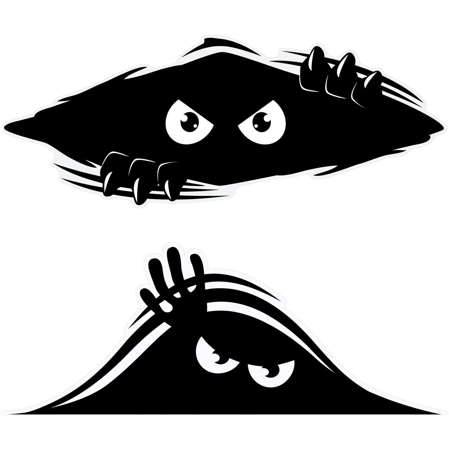 Funny Peeking Monster Car Decals Bundle - Cover Dents & Scratches (2-Pack)