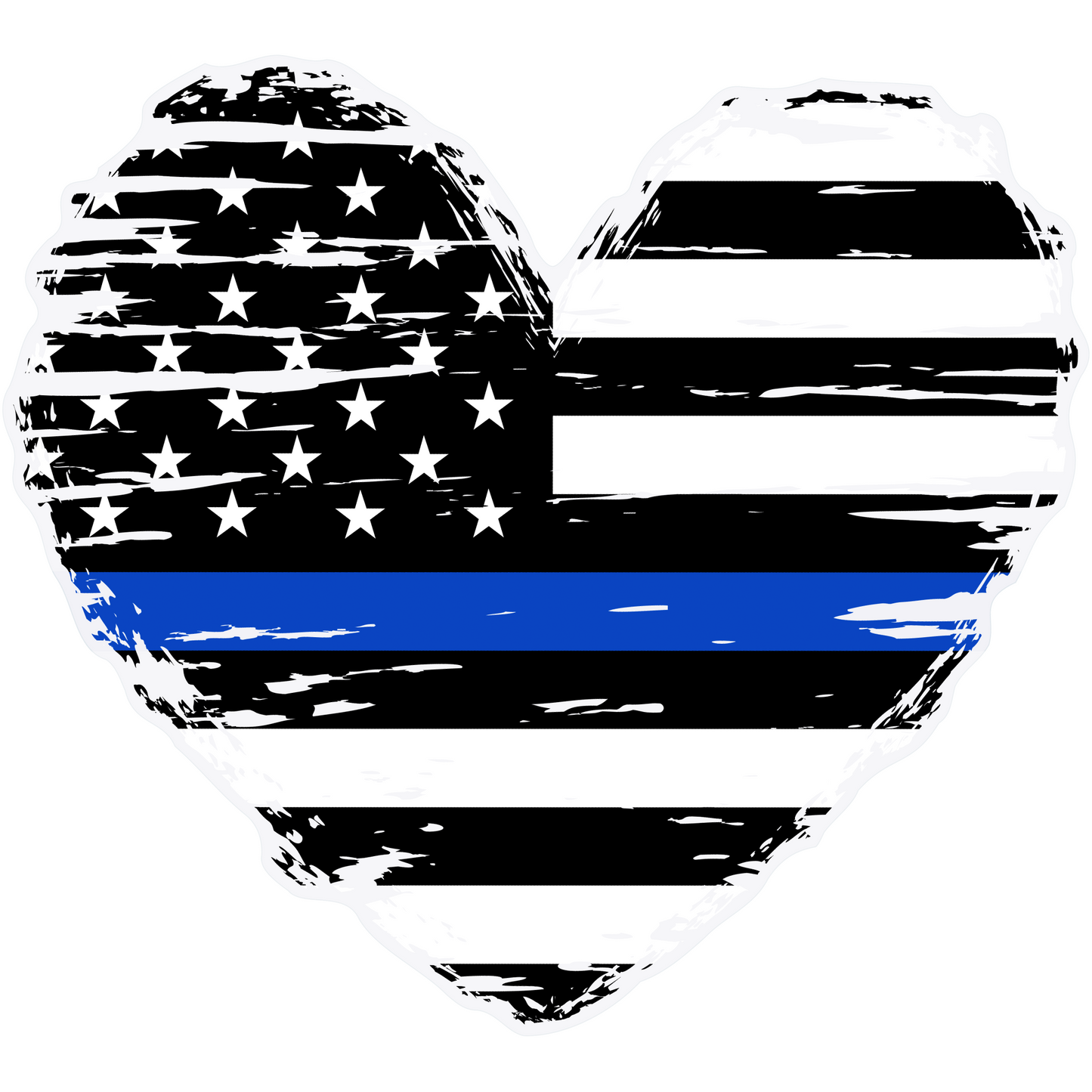 Blue Line Heart Tattered