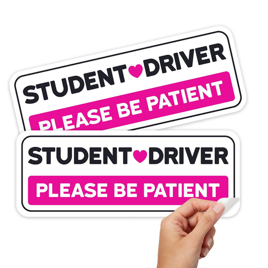 Student Driver Stickers (Pink, Non-Magnetic) - Reusable & Removable