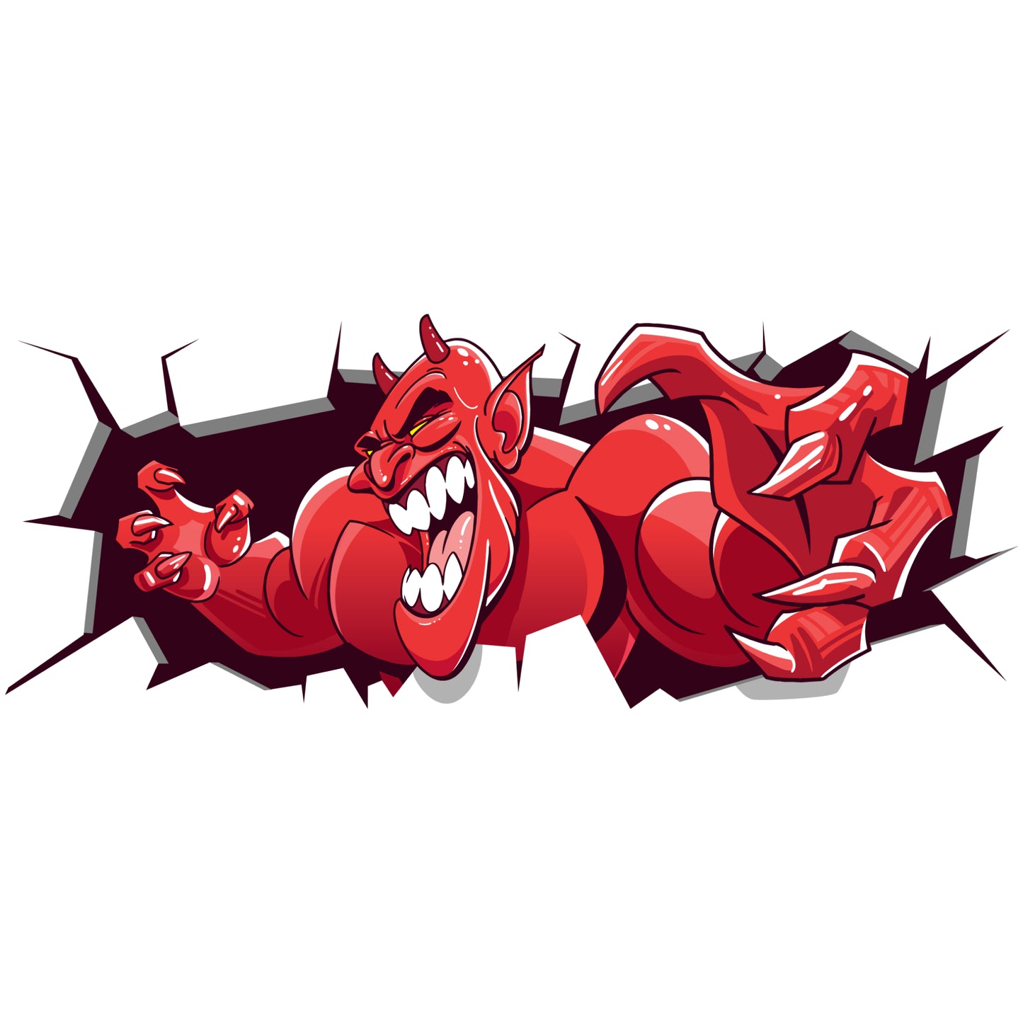 Funny Peeking Monster Car Decal - Covers Dents & Scratches - Red Devil