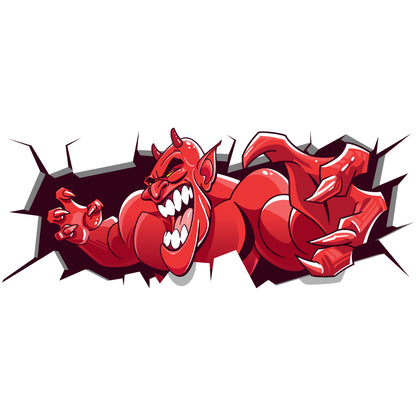 Funny Peeking Monster Car Decal - Covers Dents & Scratches - Red Devil