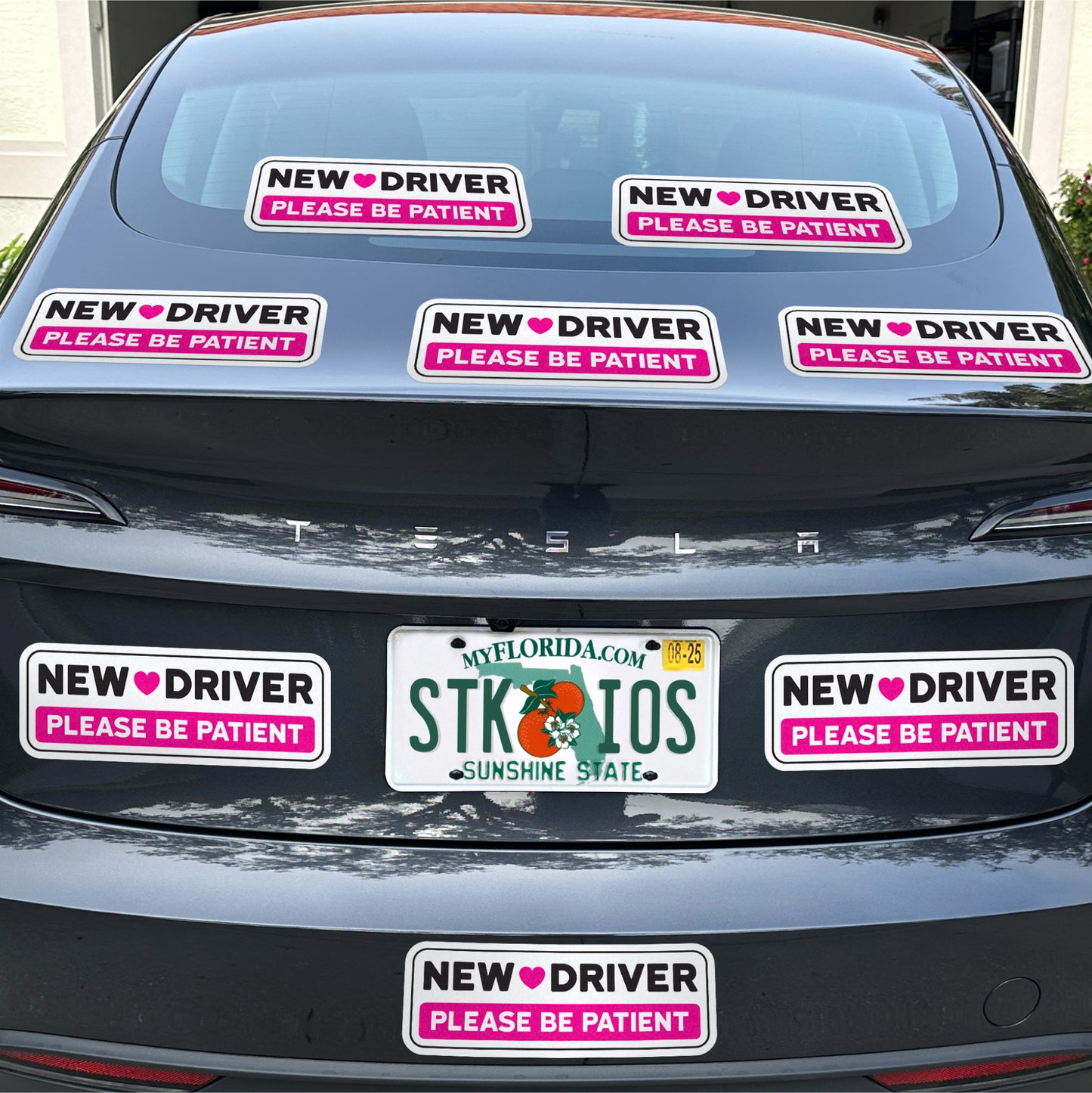 New Driver Stickers (Pink, Non-Magnetic) - Reusable & Removable