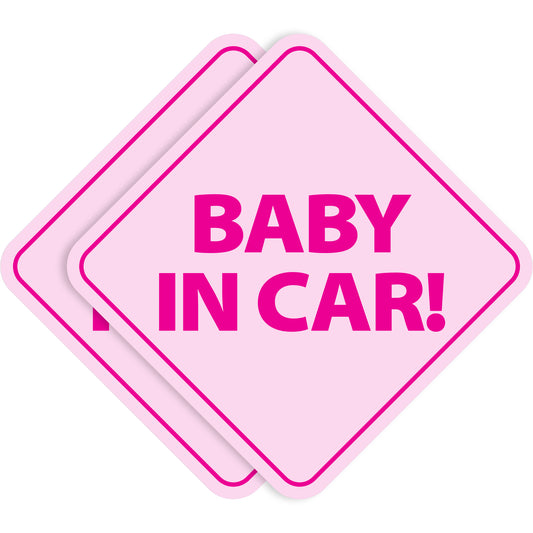 Baby in Car Stickers - Waterproof, Removable & Paint-Safe - Pink Girl (2-Pack)