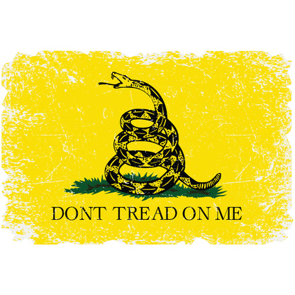 Don't Tread on Me Gadsden Flag Decal - Distressed 1776 American Flag (5.4 x 3.6 in)
