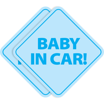 Baby in Car Stickers - Waterproof, Removable & Paint-Safe - Blue Boy (2-Pack)