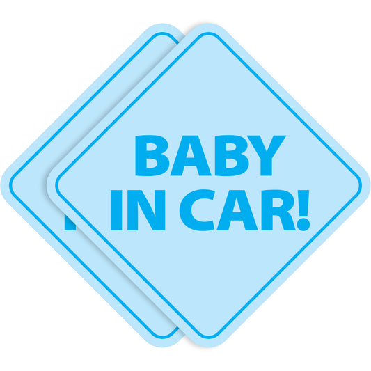 Baby in Car Stickers - Waterproof, Removable & Paint-Safe - Blue Boy (2-Pack)