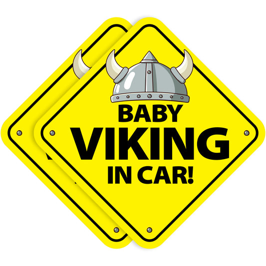 Baby in Car Stickers - Waterproof, Removable & Paint-Safe - Viking Boy (2-Pack)