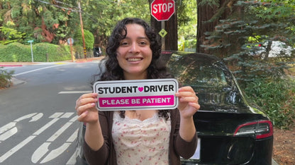 Student Driver Stickers - Removable, Non-Magnetic, New Driver Signs For Cars & Windows - Cute Pink