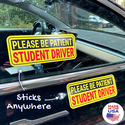 Student Driver Stickers - Removable, Non-Magnetic, New Driver Signs For Cars & Windows