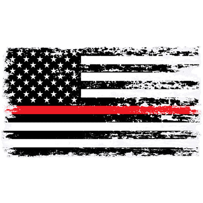 Thin Red Line Sticker - Support Firefighters American Flag Decal