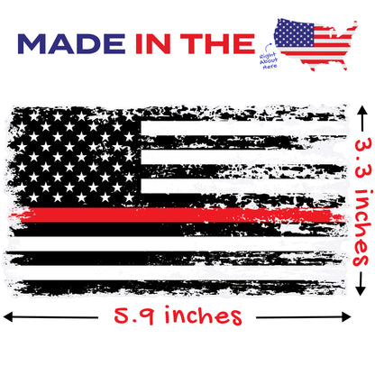 Thin Red Line Sticker - Support Firefighters American Flag Decal