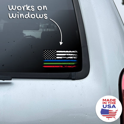 Thin Three Lines Sticker - Support Police Military Firefighters American Flag Decal