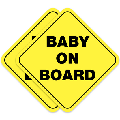 Baby on Board Stickers - No Paint Damage - Baby Chick - White (2-Pack)