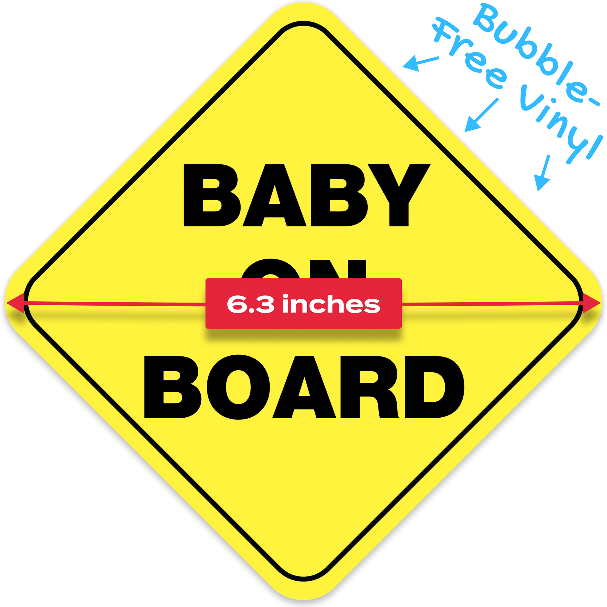 Baby on Board Stickers - No Paint Damage - Baby Chick - White (2-Pack)