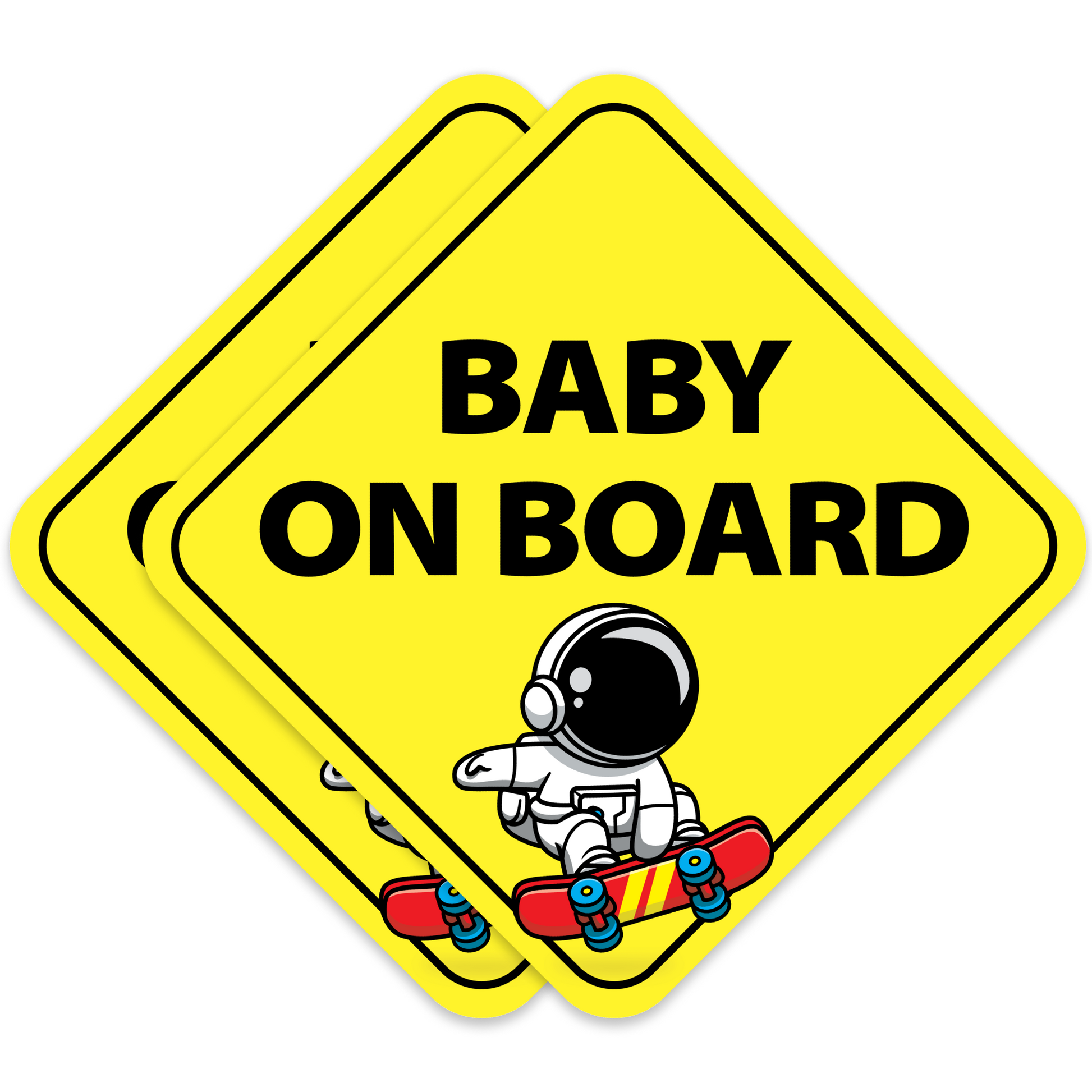 Baby on Board Stickers - No Paint Damage - Baby Astronaut (2-Pack)