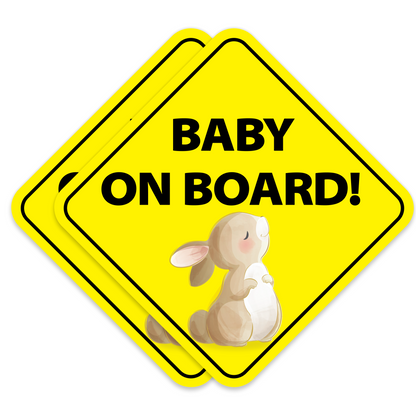Baby on Board Stickers - No Paint Damage - Baby Bunny (2-Pack)