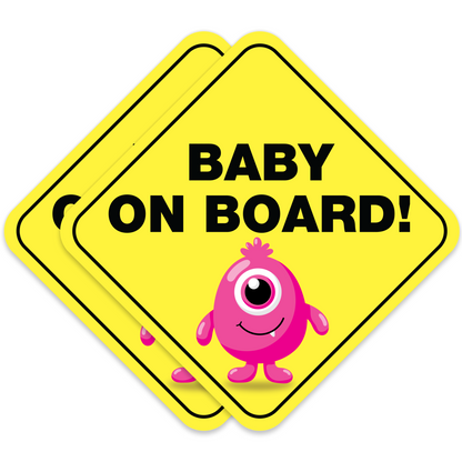 Baby On Board Baby Monster Pink 1