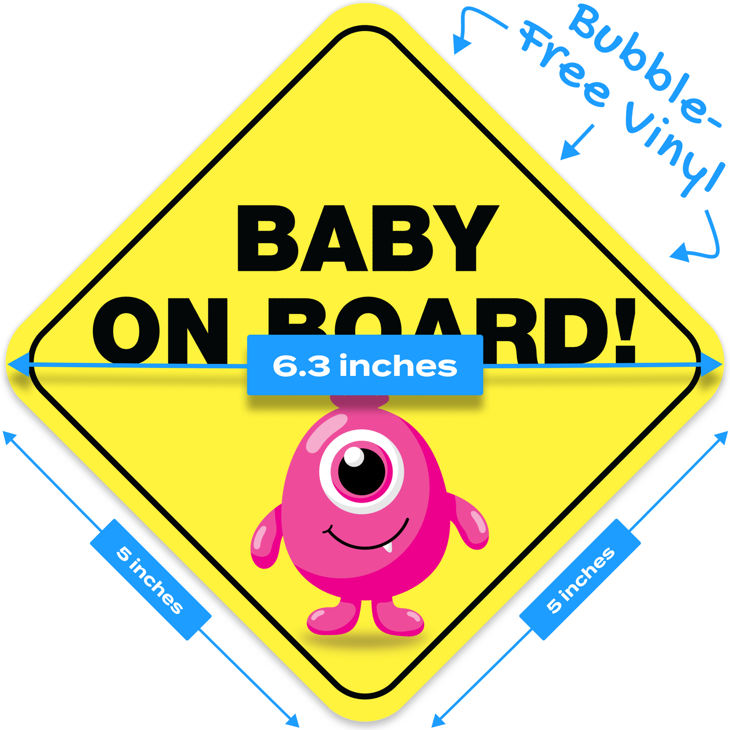 Baby On Board Baby Monster Pink 4