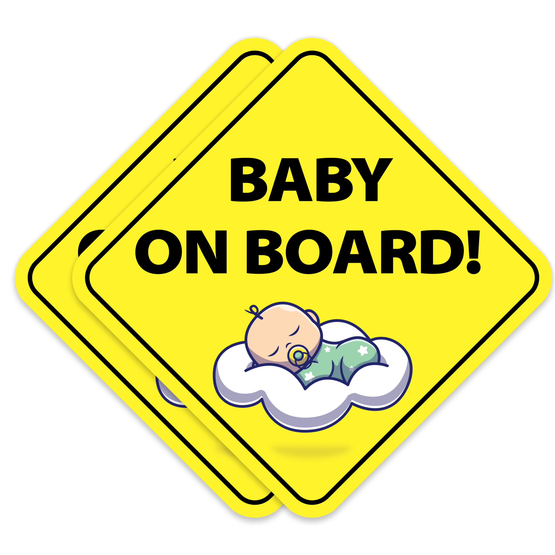 Baby on Board Stickers - No Paint Damage - Sleepy Baby (2-Pack) – Stickios