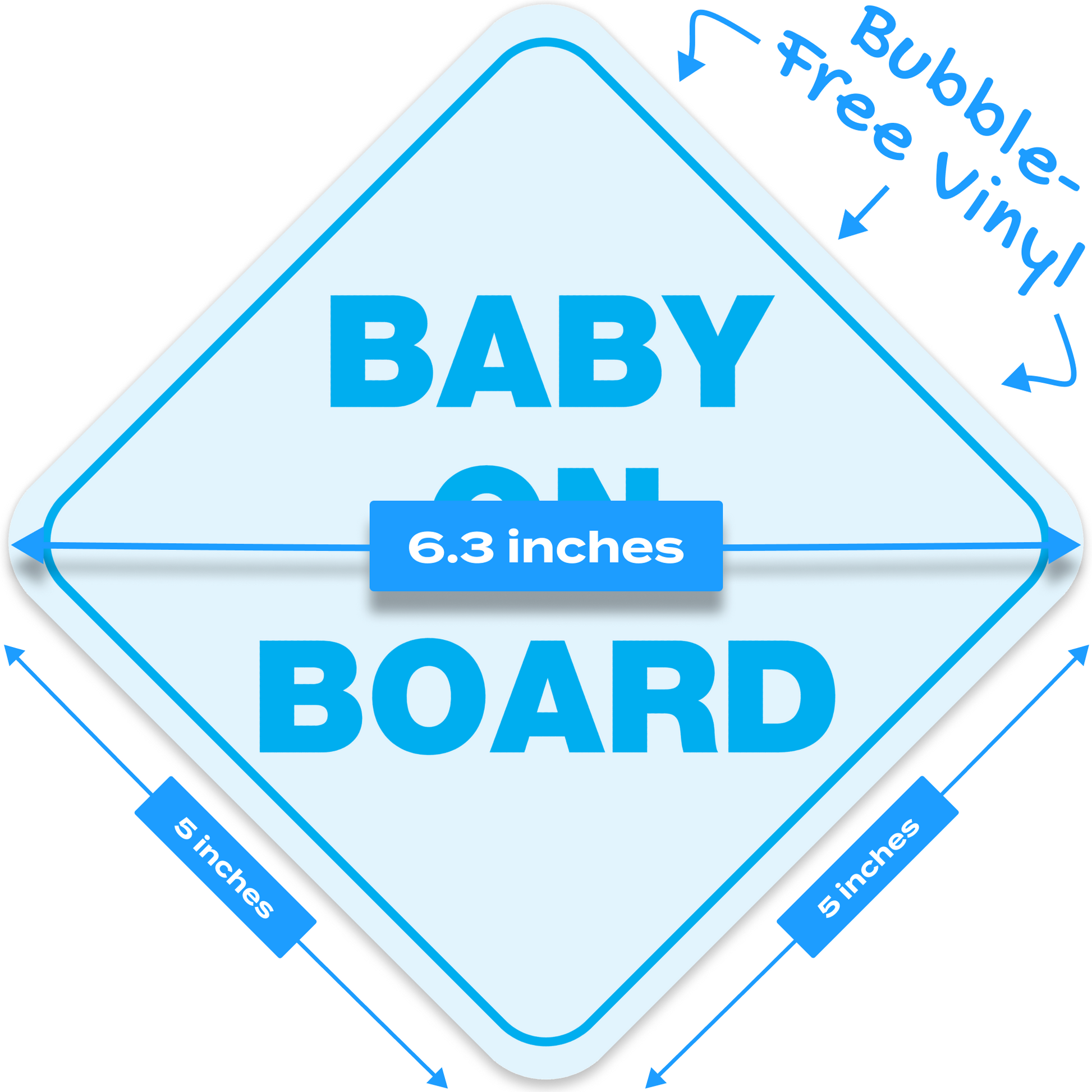 Stickios Baby On Board Vinyl Stickers - Baby Blue (2-Pack)
