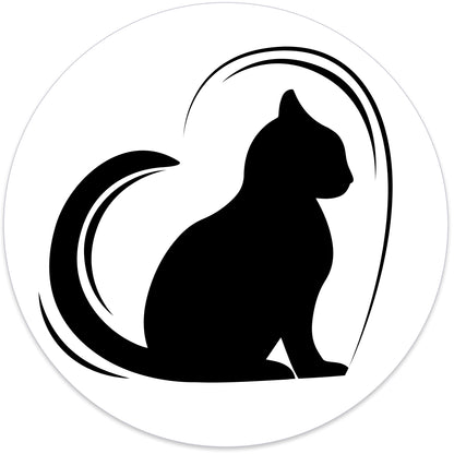 Cat Bumper Sticker - Cute Round Black Cat Heart Decal - Cat Lover